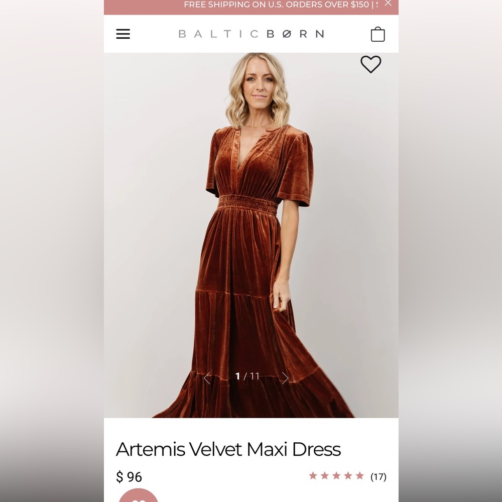 Baltic Born Artemis Velvet Maxi Dress - Dark Spice